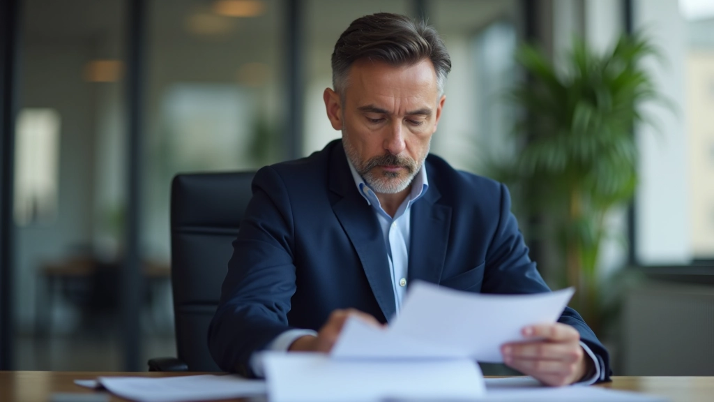 Professionnel examinant des documents d'épargne et de planification financière