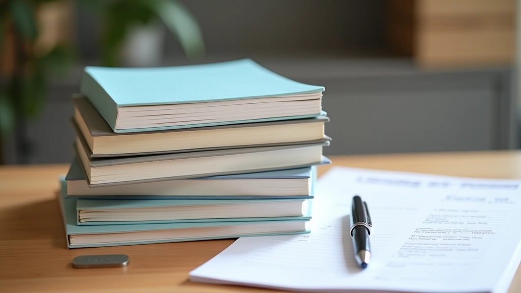 Livrets bancaires français empilés avec stylo et notes de comparaison sur table de bureau